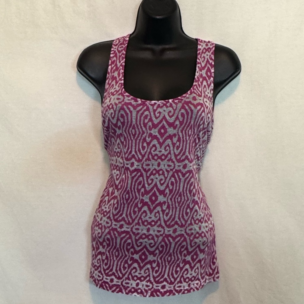 G-193 Dots Pink & White Racer Back Sleeveless‎ Summer Tank Top Size L